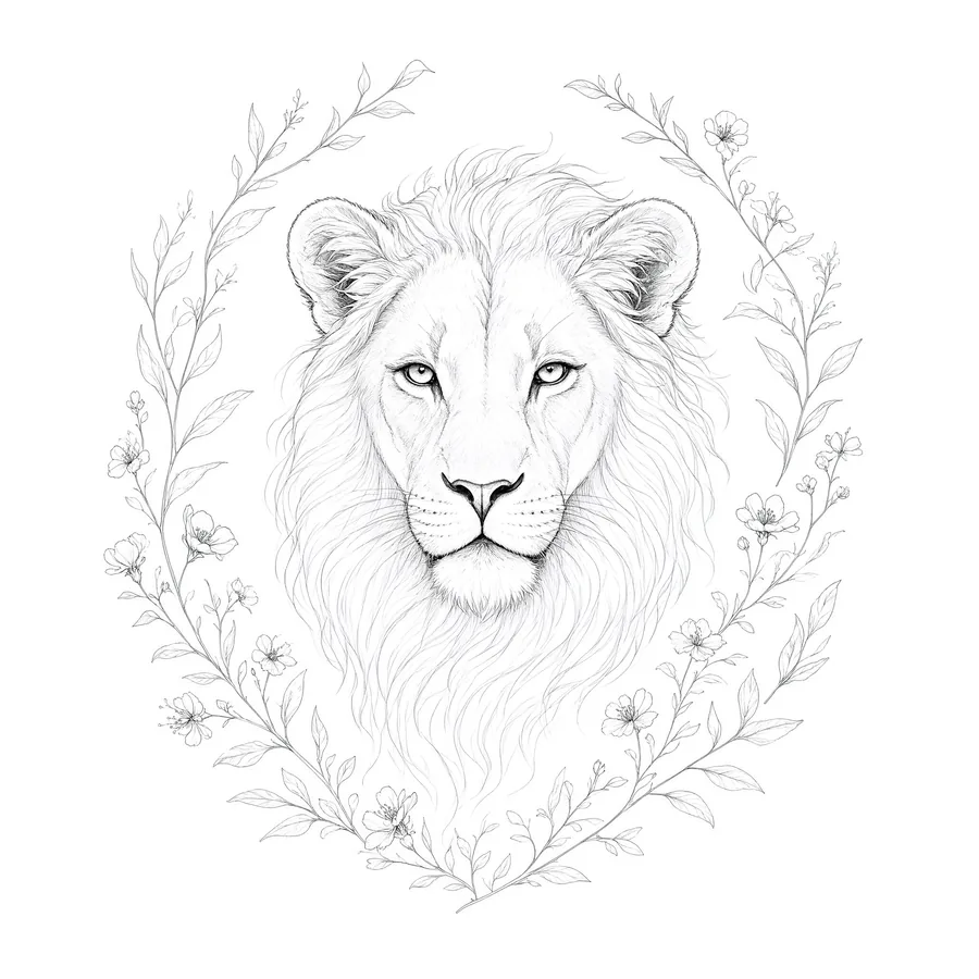 Diseño original: leona, estilo Fine line