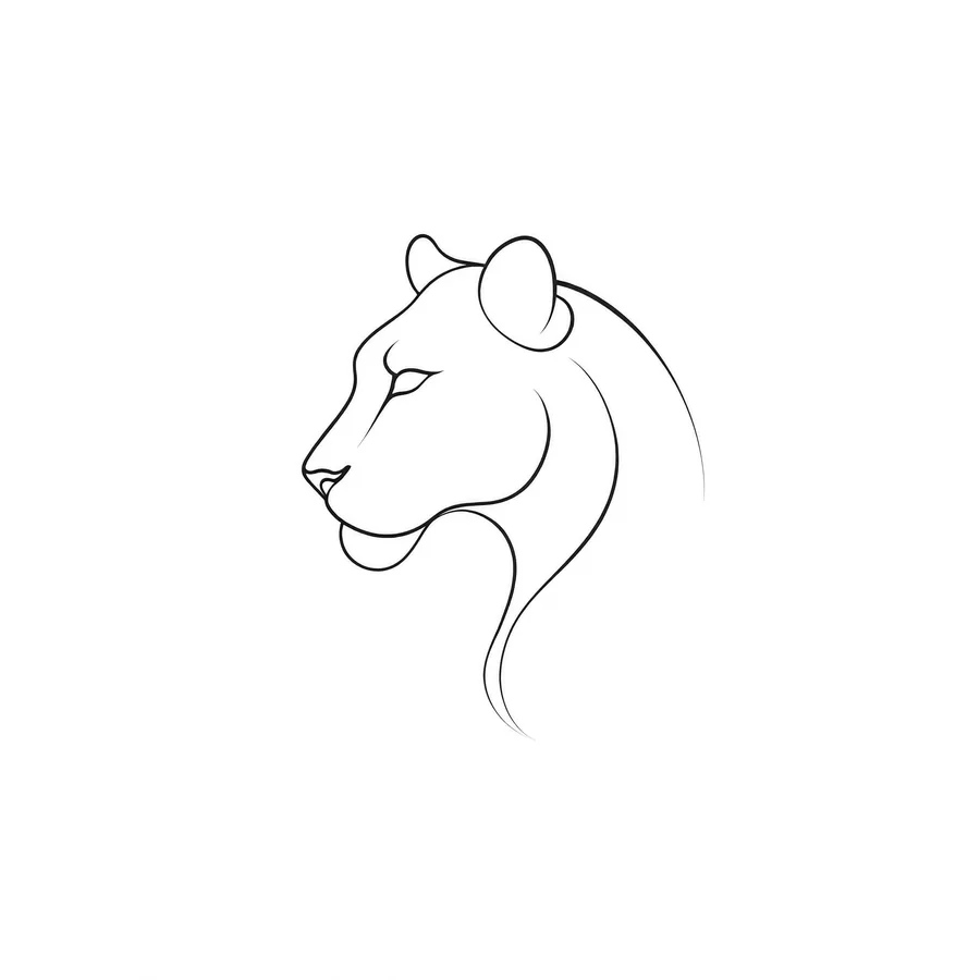 Tatuaje minimalista de leona a línea única