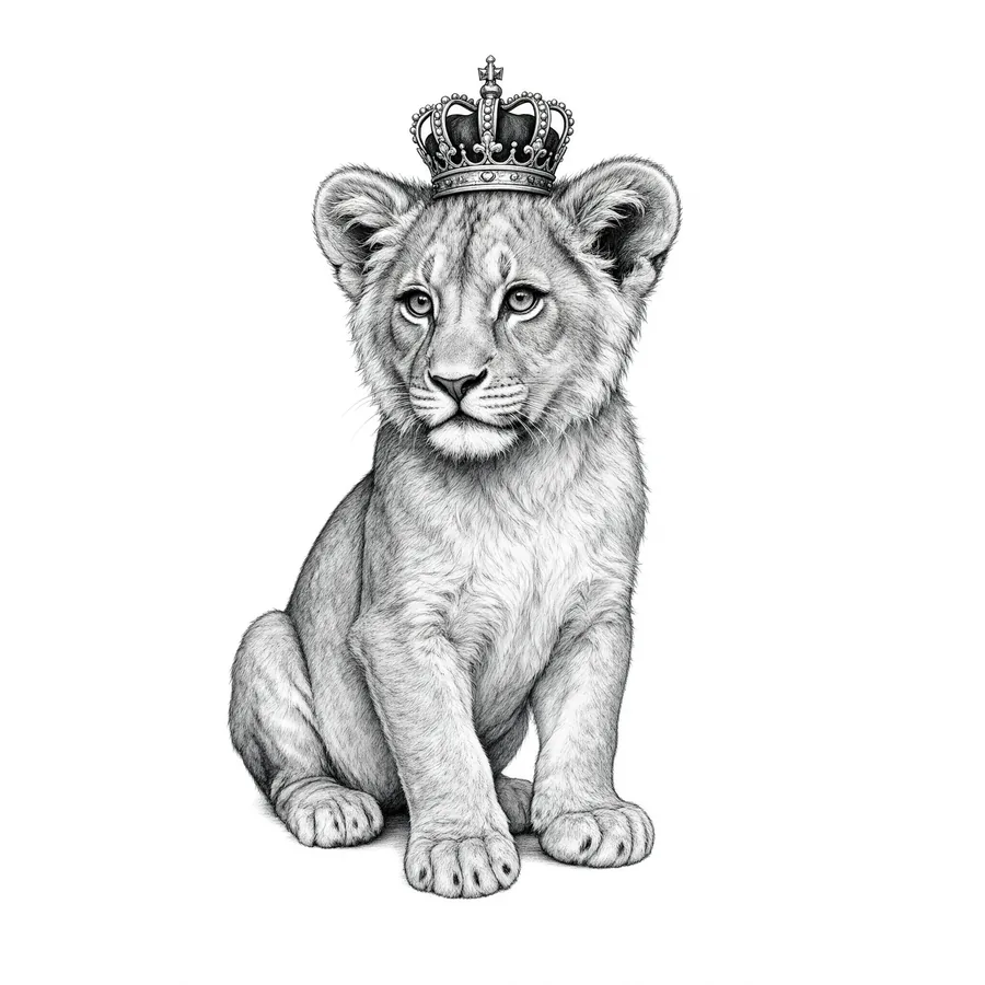 Tatuaje de cachorro de león con corona
