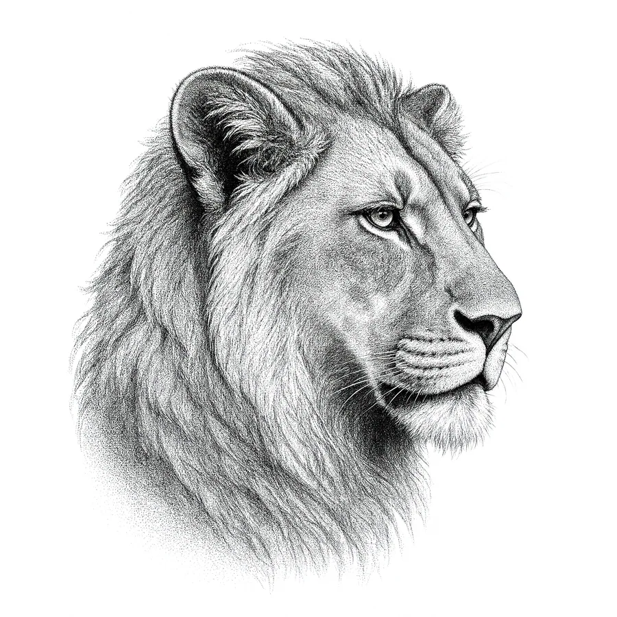 Diseño original: leona, estilo Dotwork