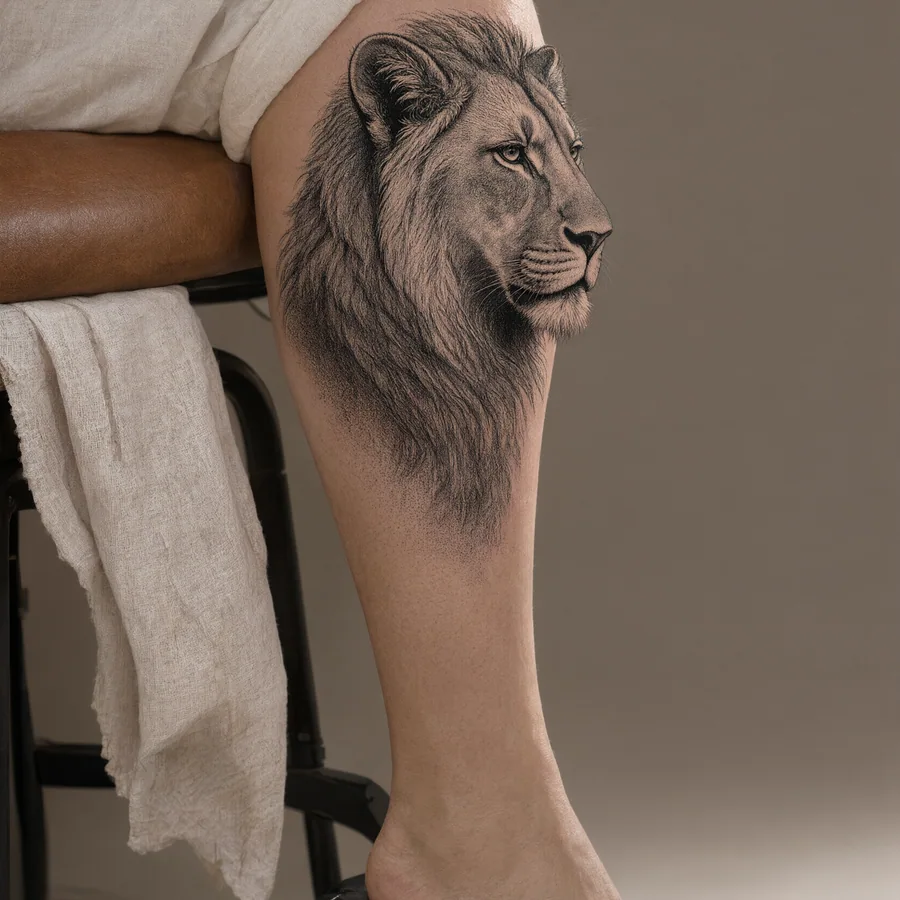 Leona estilo Dotwork, en la piel