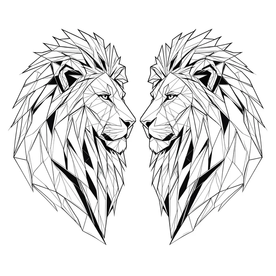 Diseño original: leones, estilo Geométrico