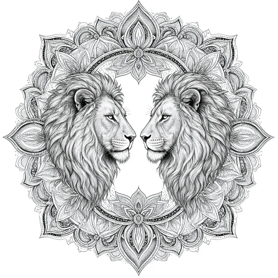 Diseño original: leones, estilo Ornamental