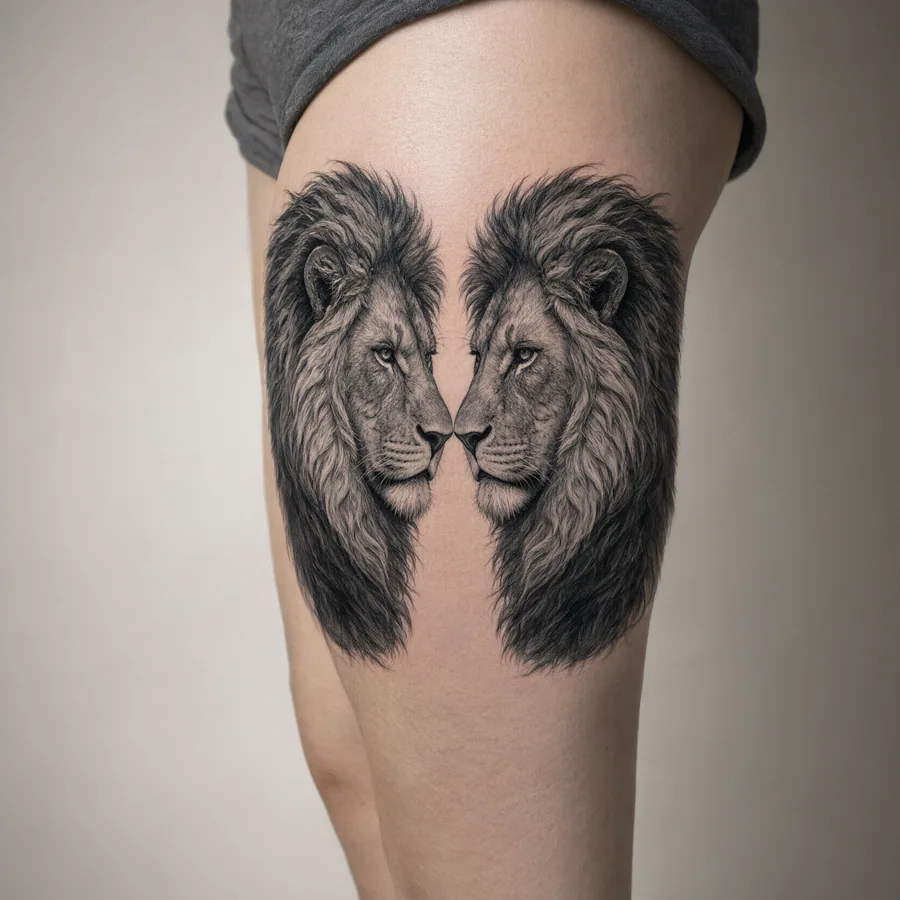 Leones estilo Realismo, en la piel