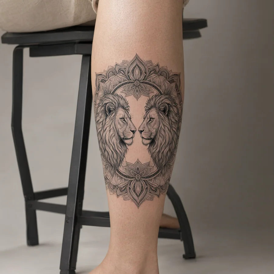 Leones estilo Ornamental, en la piel